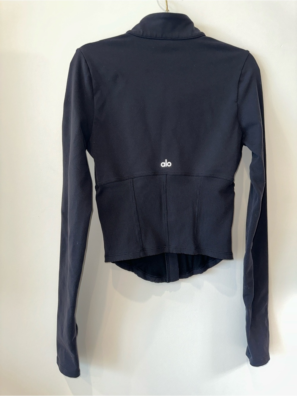 ALO Yoga Black Jacket with Gold Speckle Trim - Picture 12 of 12